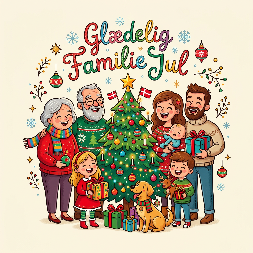 Glædelig Familie Jul Toppers Drinktoppers 6 stk Ø8 cm