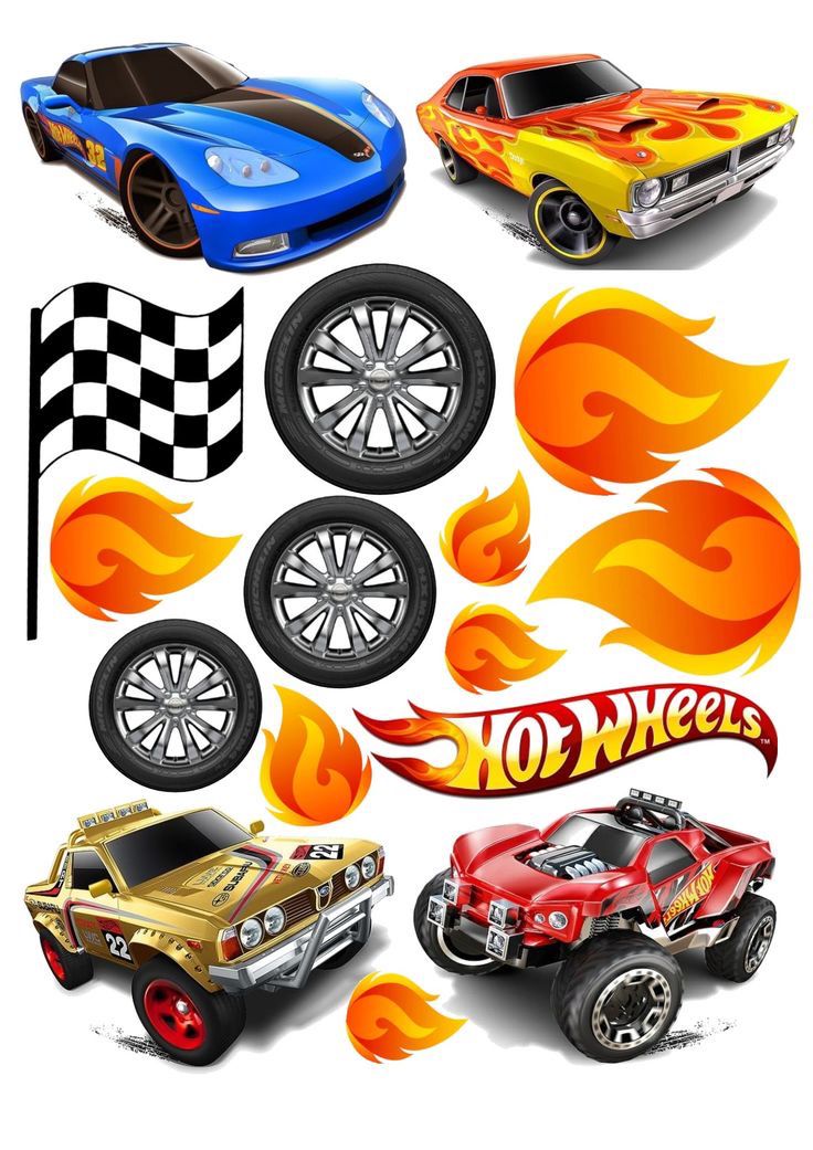 Hot Wheels Klip Selv 1 Toppers Drinktoppers 6 stk Ø8 cm