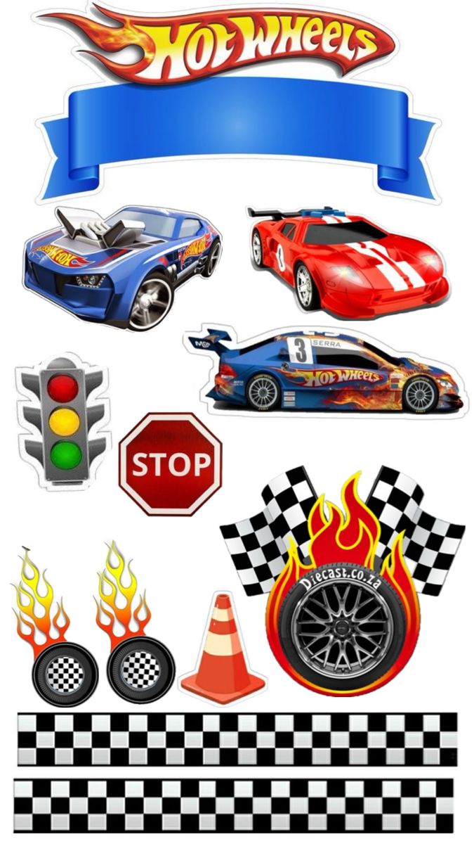 Hot Wheels Klip Selv 2 Toppers Drinktoppers 6 stk Ø8 cm