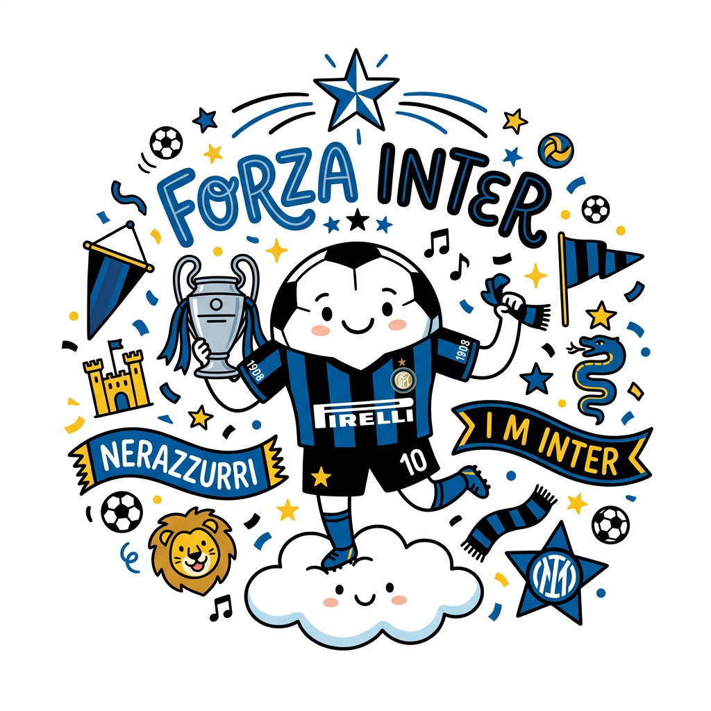Glad Inter Fodboldhelt Toppers Drinktoppers 6 stk Ø8 cm