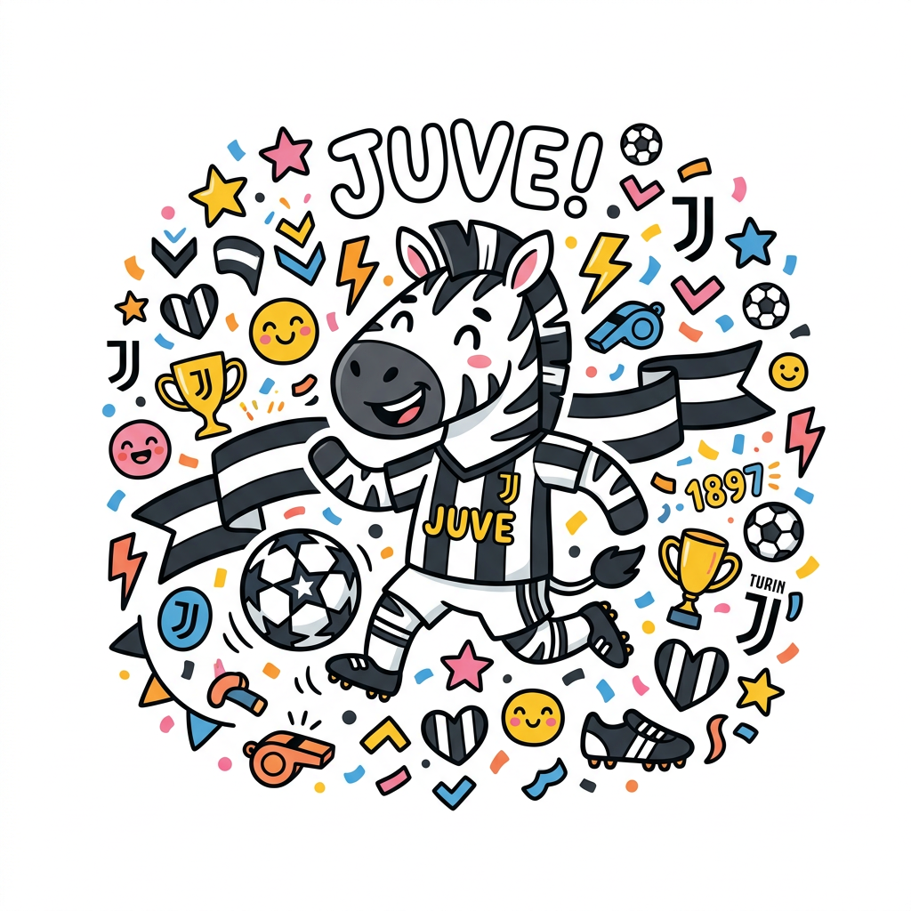 Juventus Zebra Fest Toppers Drinktoppers 6 stk Ø8 cm
