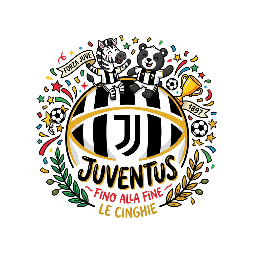 Juventus Maskot Fest Toppers Drinktoppers 6 stk Ø8 cm