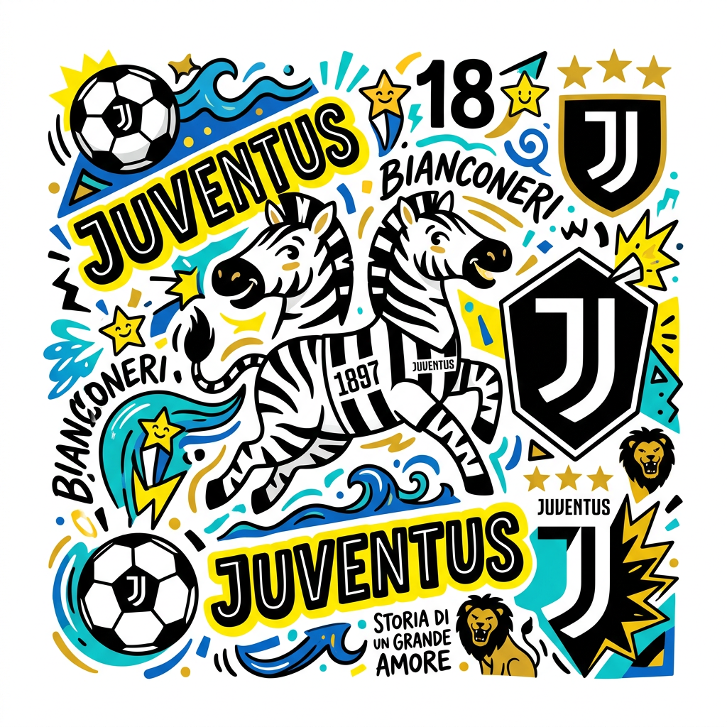 Juventus zebra legende Toppers Drinktoppers 6 stk Ø8 cm