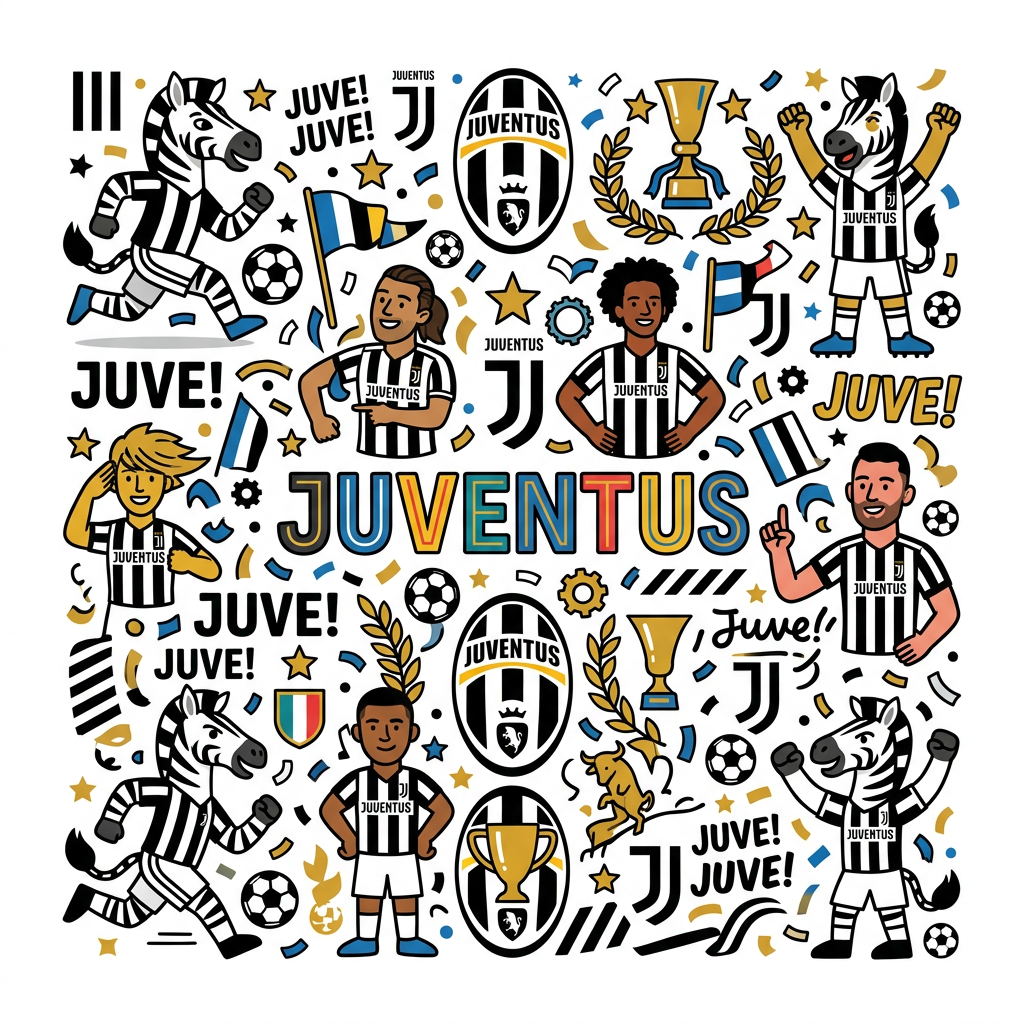 Juventus fest & zebraer Toppers Drinktoppers 6 stk Ø8 cm