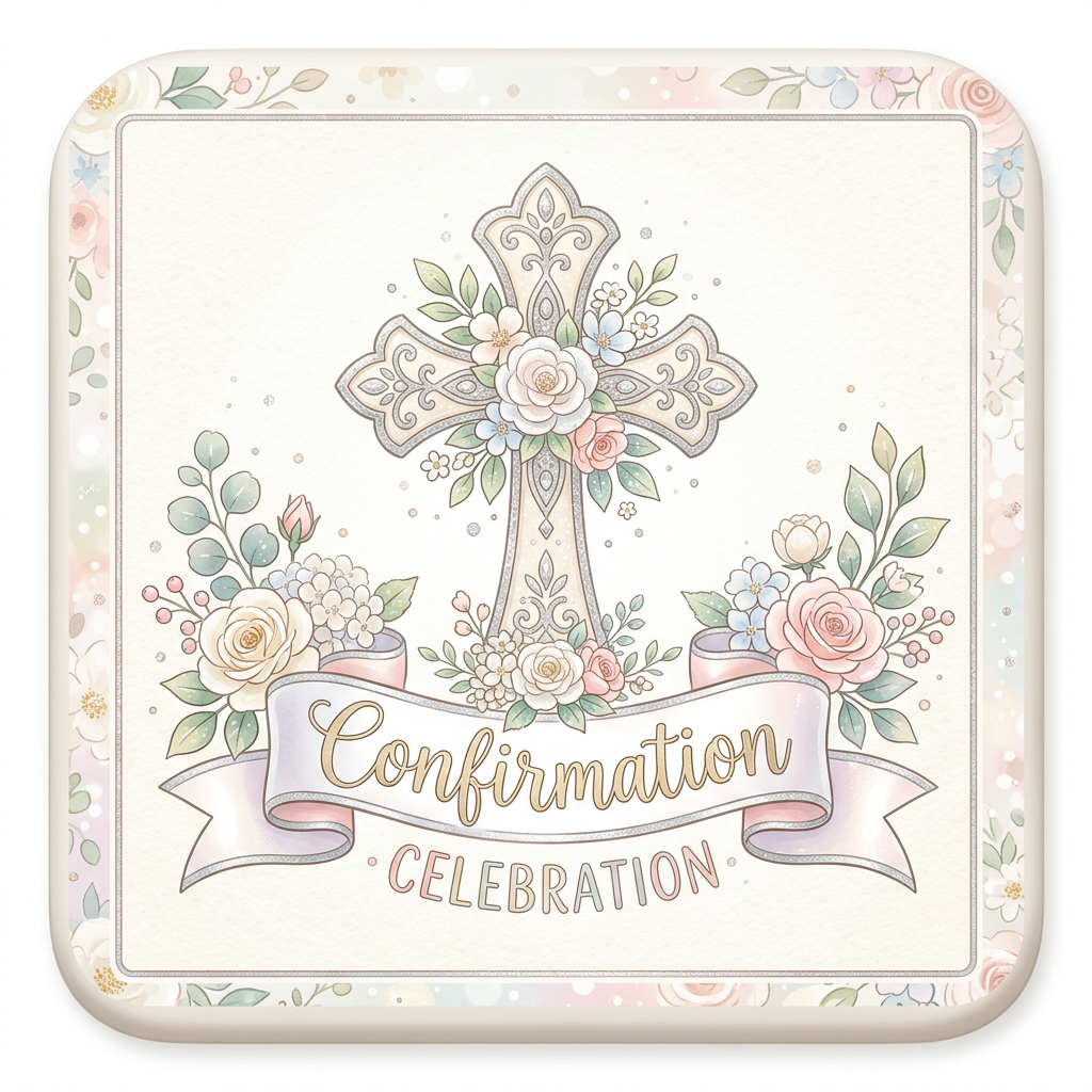 Konfirmationens Blomsterkors Toppers Drinktoppers 6 stk Ø8 cm