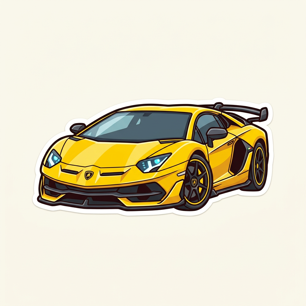 Gul Lamborghini Racer Toppers Drinktoppers 6 stk Ø8 cm