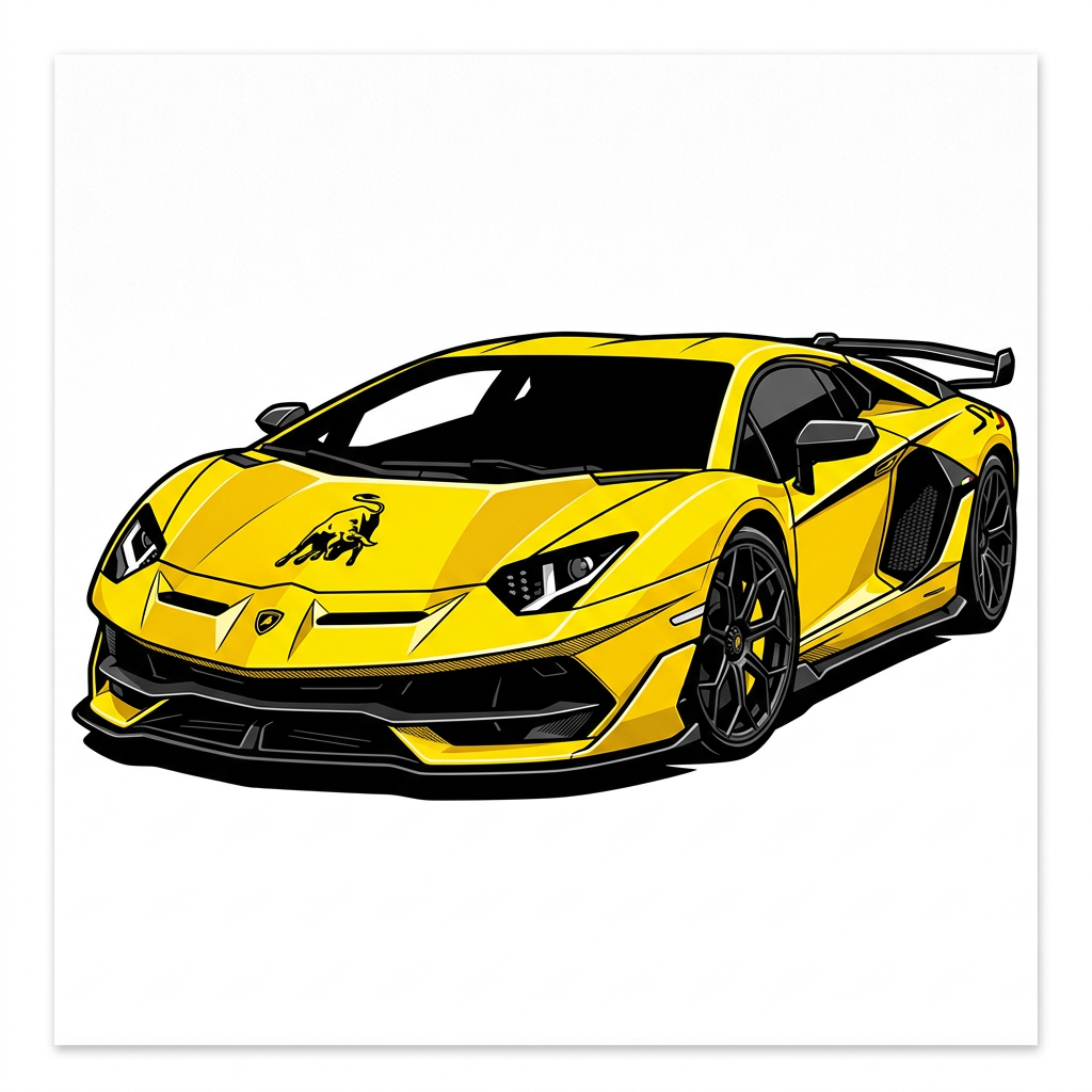 Gul Lamborghini Fartdjævel Toppers Drinktoppers 6 stk Ø8 cm