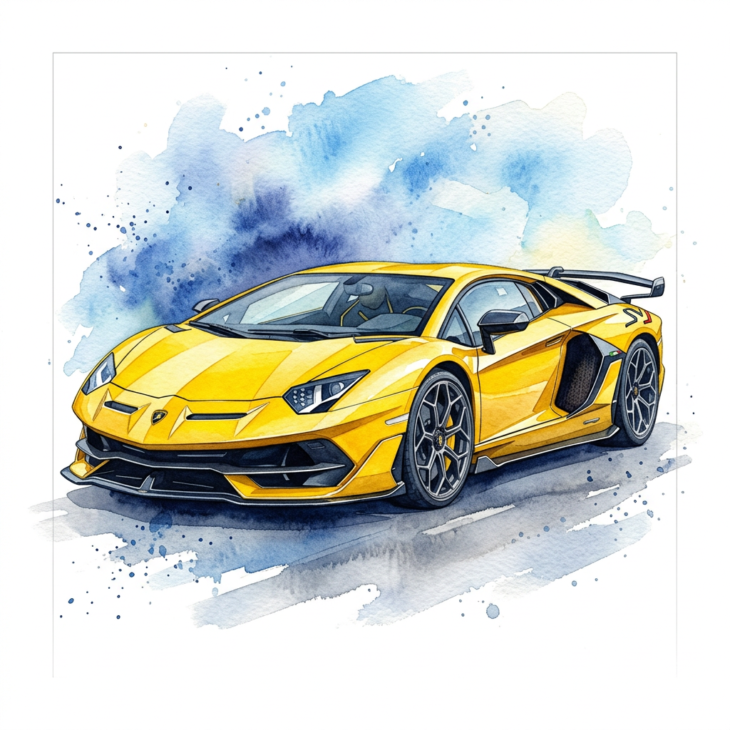 Gul Lamborghini Akvarel Toppers Drinktoppers 6 stk Ø8 cm
