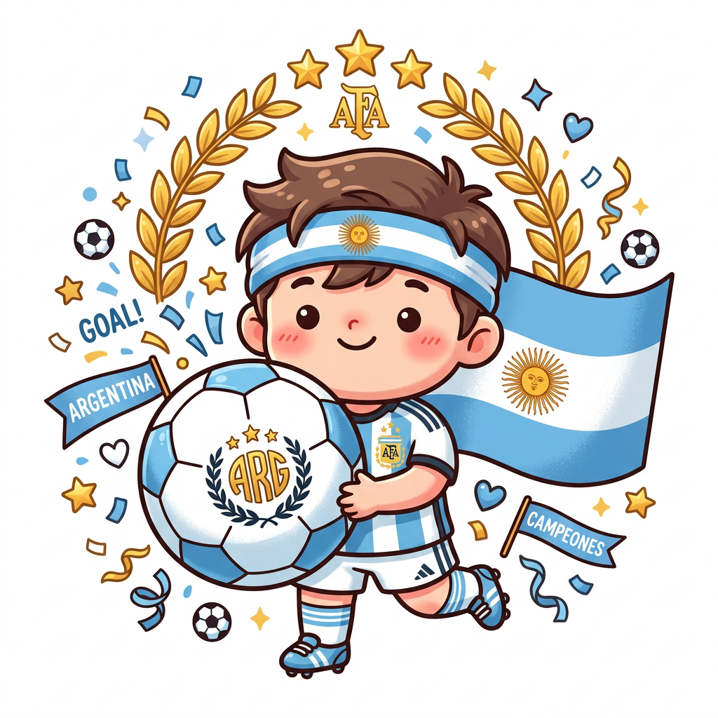 Argentina Fodbold Dreng Toppers Drinktoppers 6 stk Ø8 cm