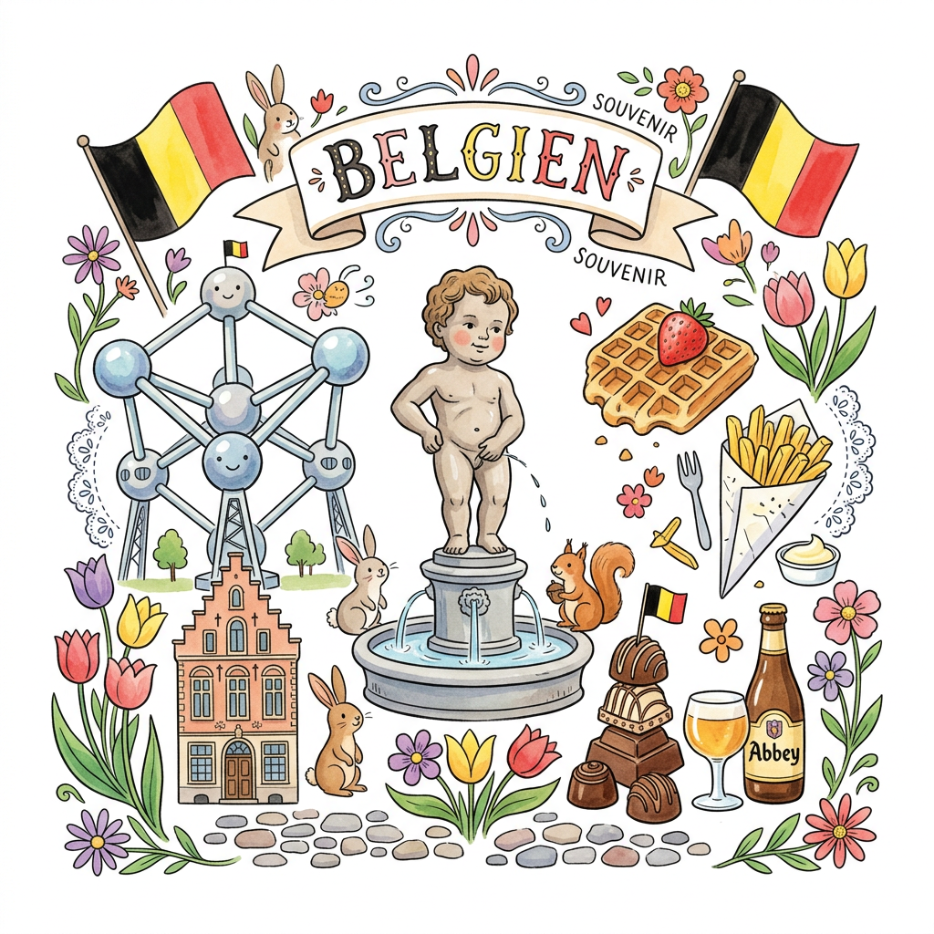 Belgisk Souvenir Mix Toppers Drinktoppers 6 stk Ø8 cm