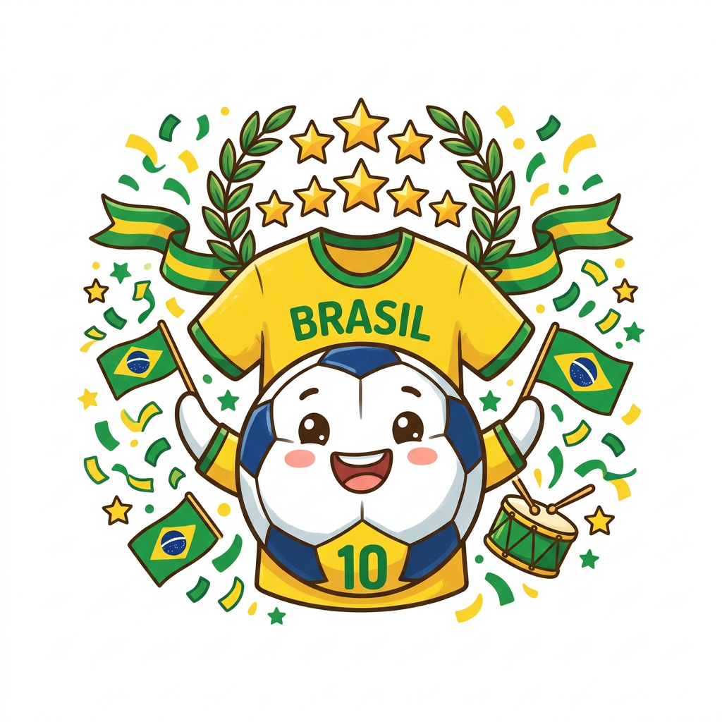 Brasiliansk Fodboldfejring Toppers Drinktoppers 6 stk Ø8 cm