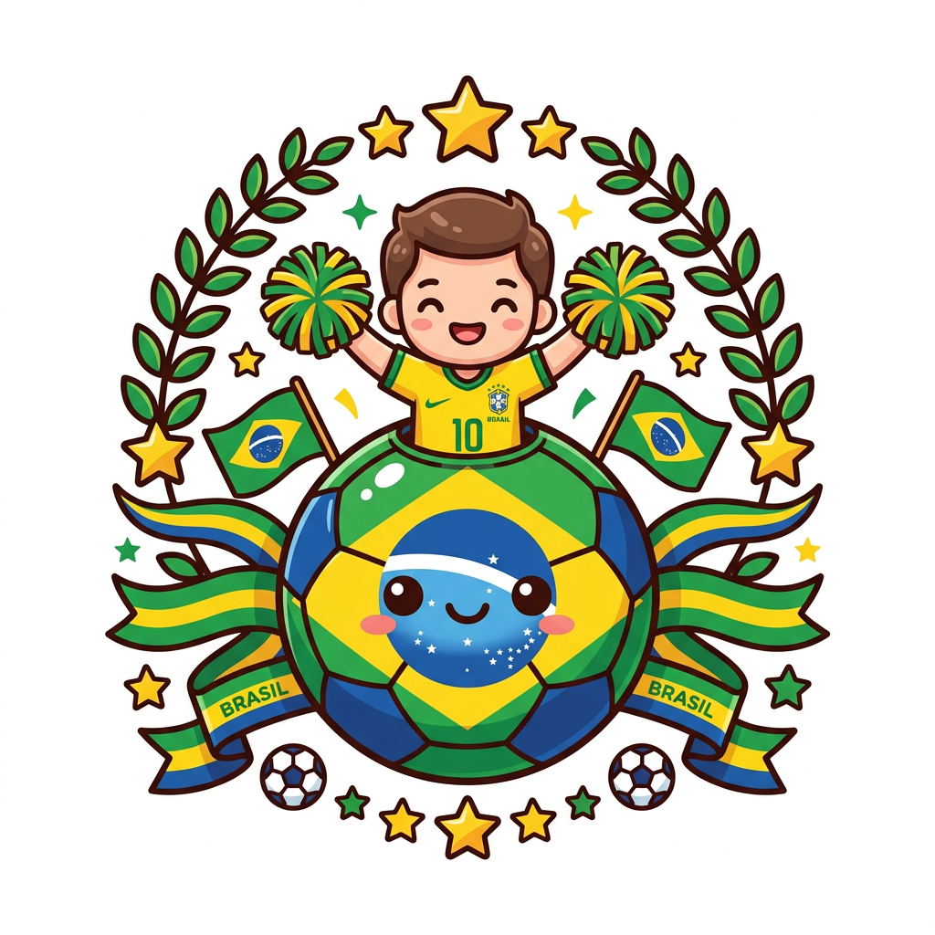 Sød Brasilien Fodboldfest Toppers Drinktoppers 6 stk Ø8 cm