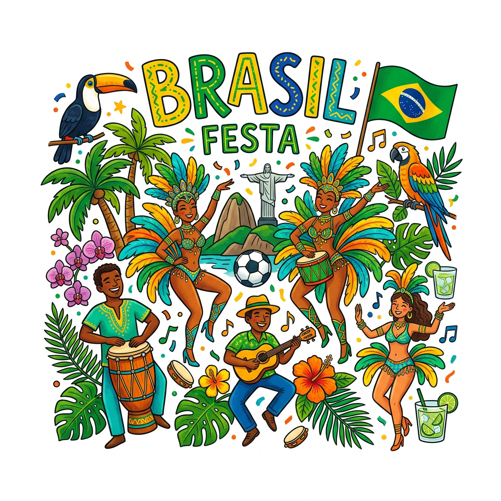 Brasiliansk Fest Fiesta Toppers Drinktoppers 6 stk Ø8 cm