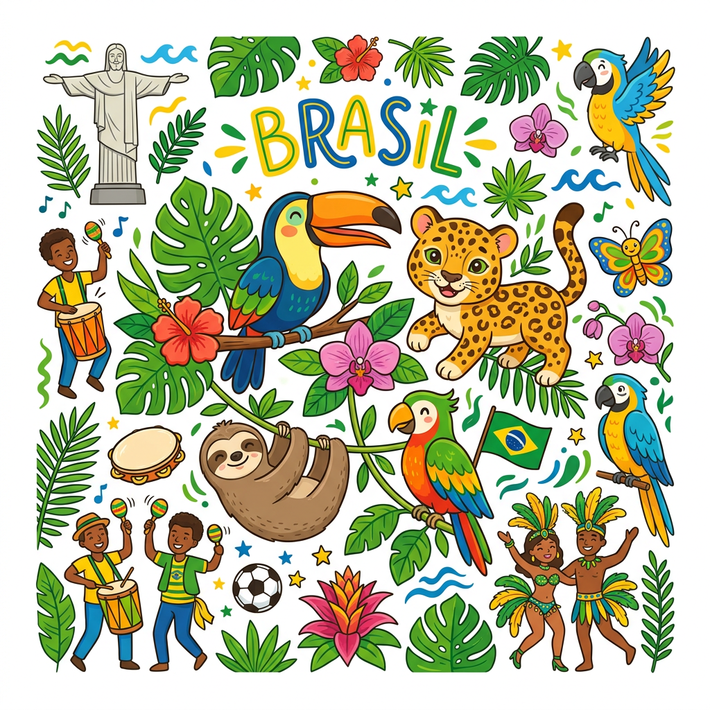 Brasilien Natur Sjov Toppers Drinktoppers 6 stk Ø8 cm