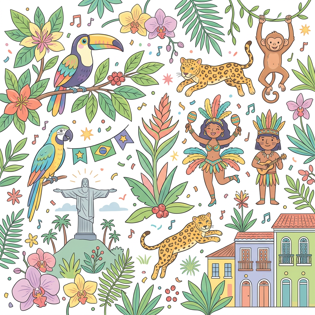 Farverig Brasilien fest Toppers Drinktoppers 6 stk Ø8 cm