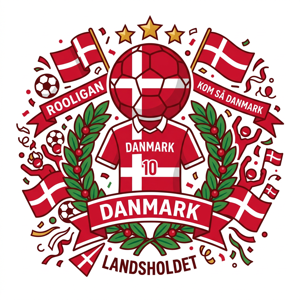 Fodboldfan Danmark Hyldest Toppers Drinktoppers 6 stk Ø8 cm