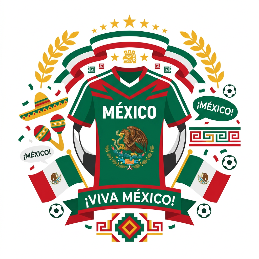 Viva Mexico Fodbold Toppers Drinktoppers 6 stk Ø8 cm