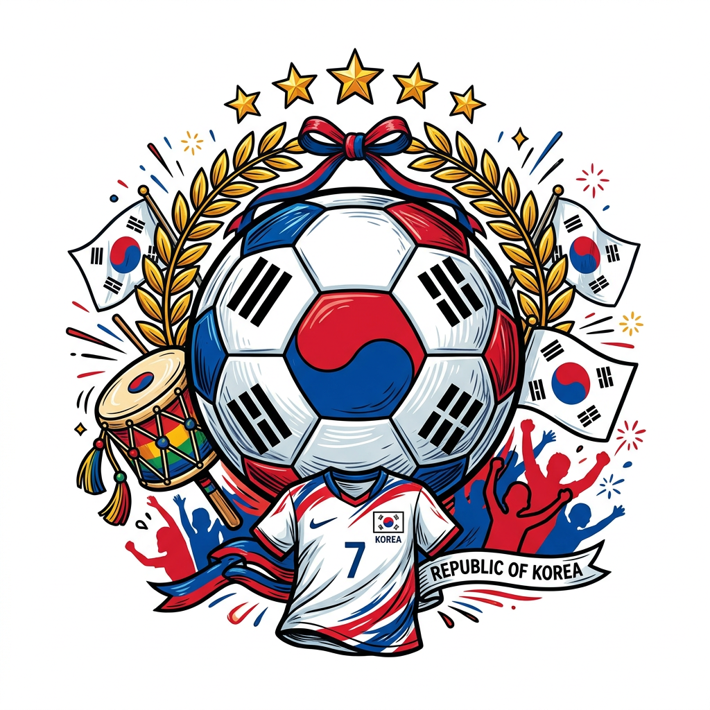 Koreansk Fodboldfeber Toppers Drinktoppers 6 stk Ø8 cm