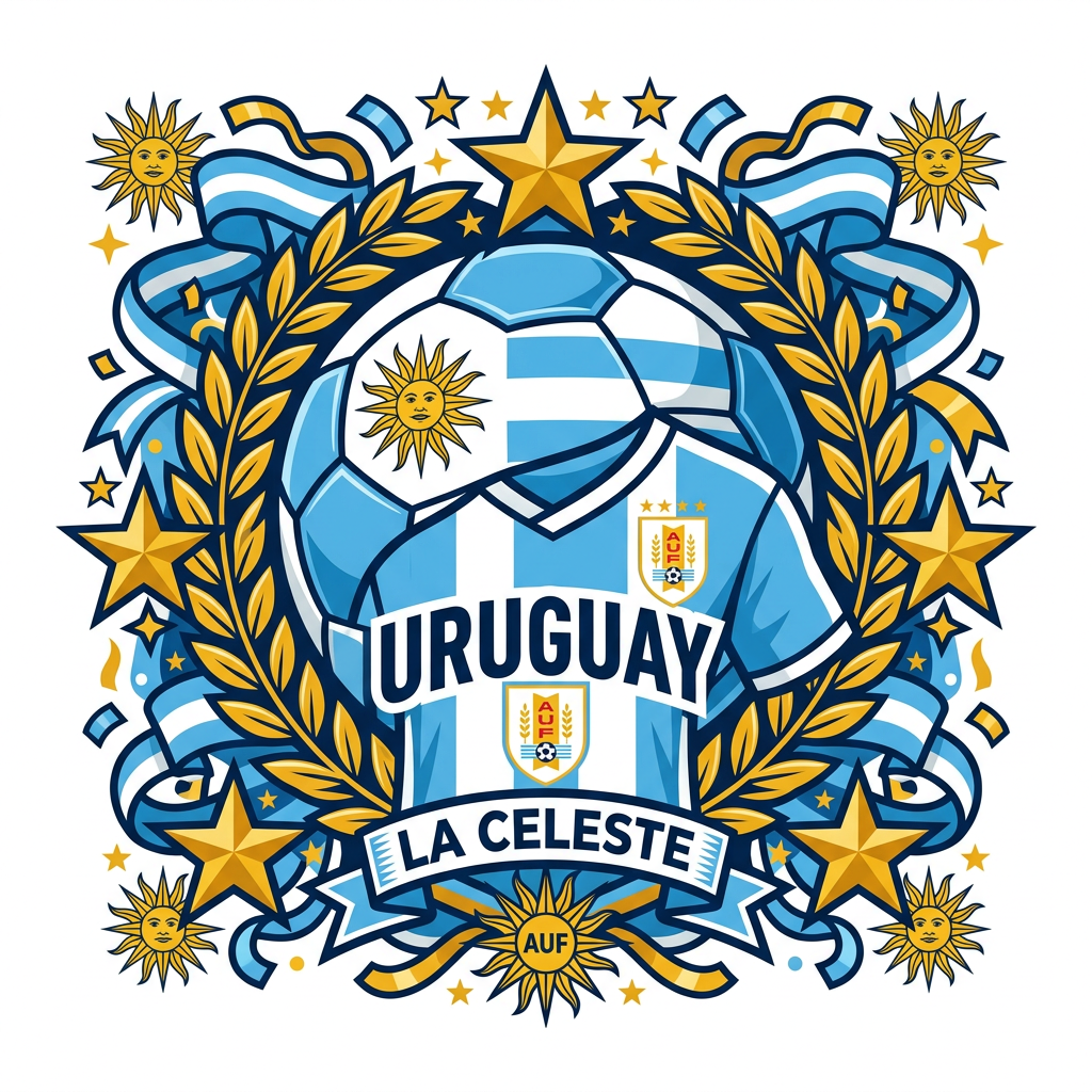 Uruguay fodboldstolthed Toppers Drinktoppers 6 stk Ø8 cm