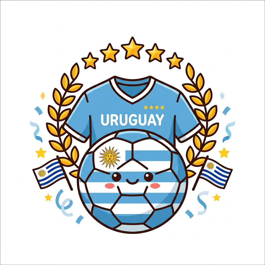 Uruguay fodboldfest Toppers Drinktoppers 6 stk Ø8 cm