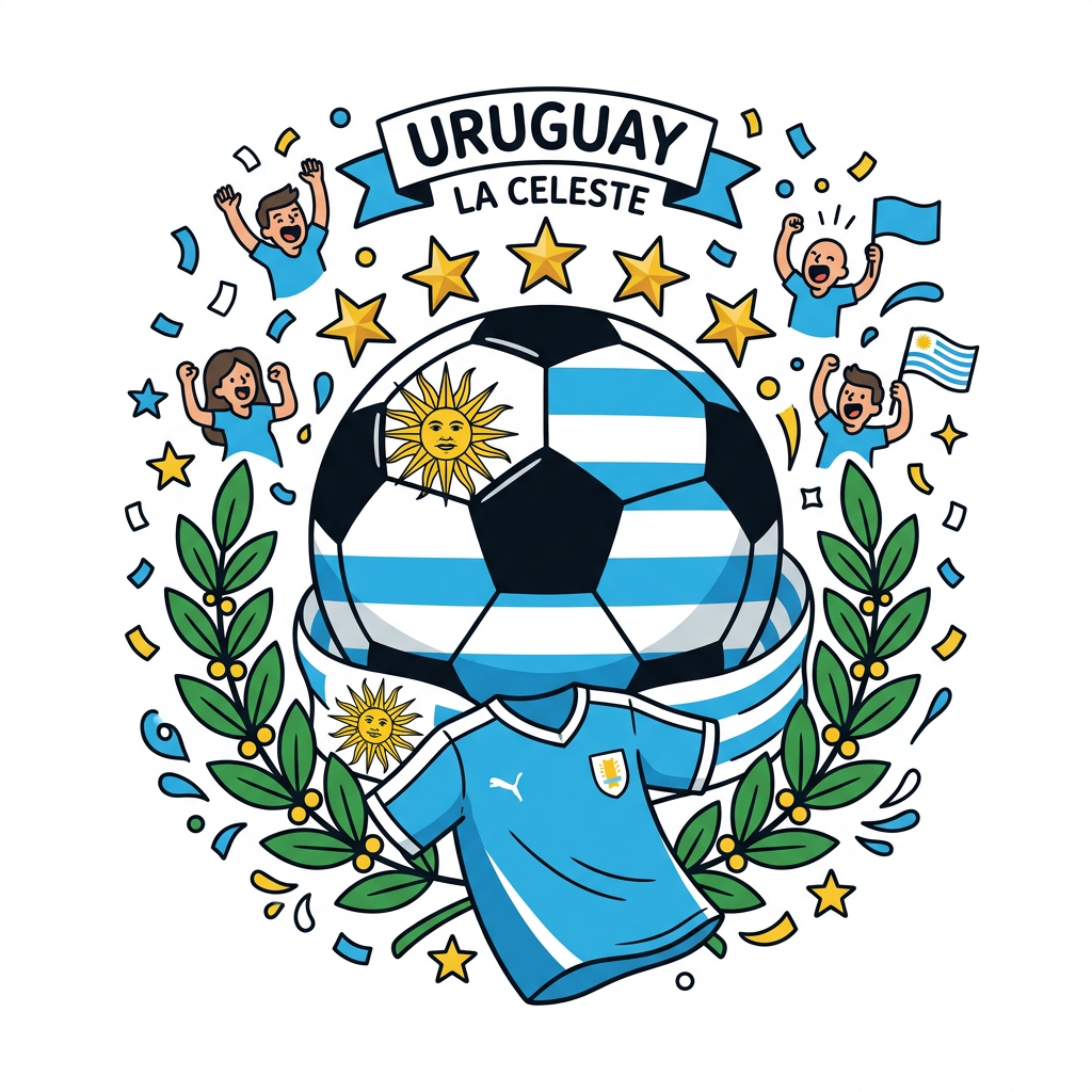Uruguay Fodboldglæde Toppers Drinktoppers 6 stk Ø8 cm