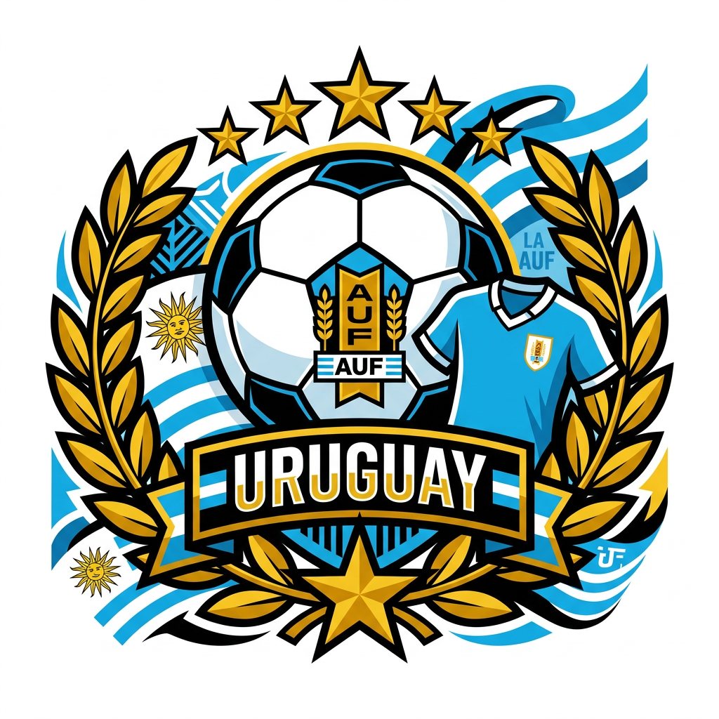 Uruguay Fodbold Emblem Toppers Drinktoppers 6 stk Ø8 cm
