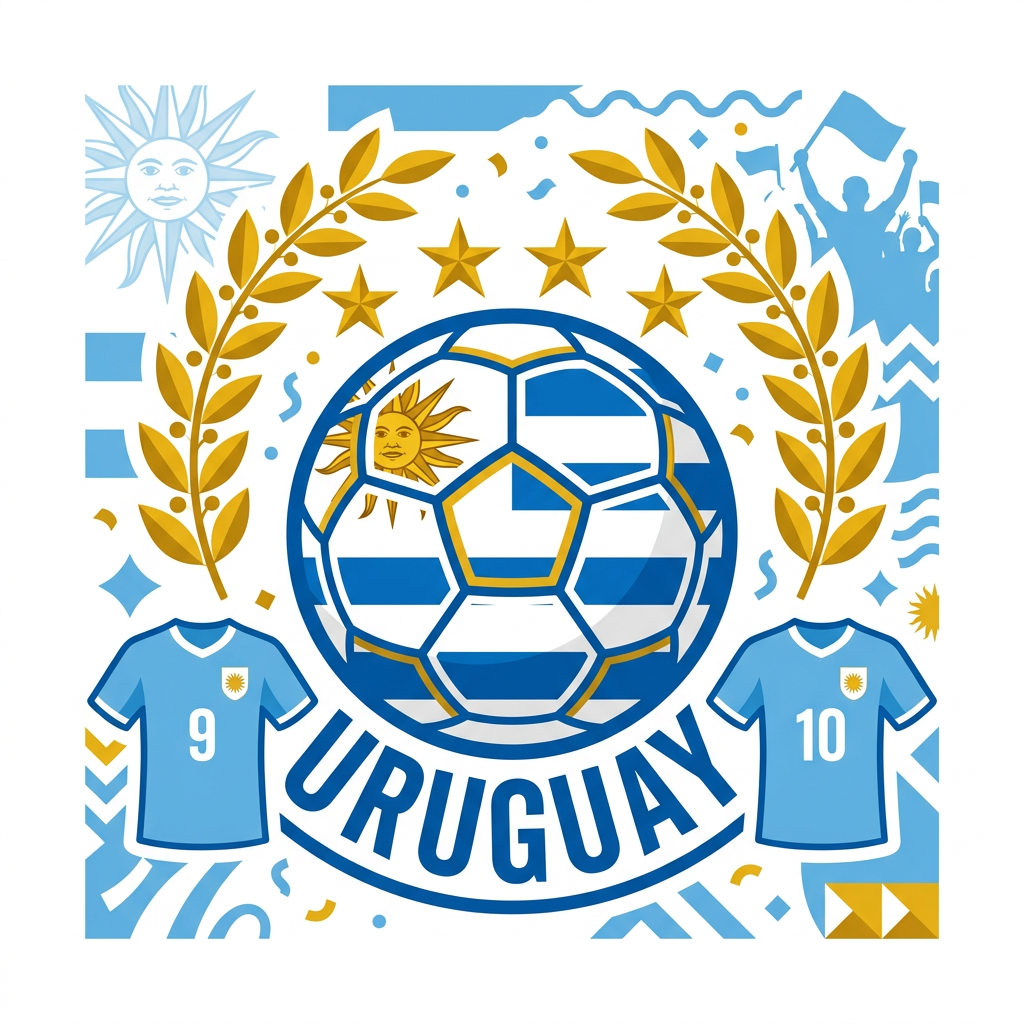 Uruguay Fodbold Fankit Toppers Drinktoppers 6 stk Ø8 cm