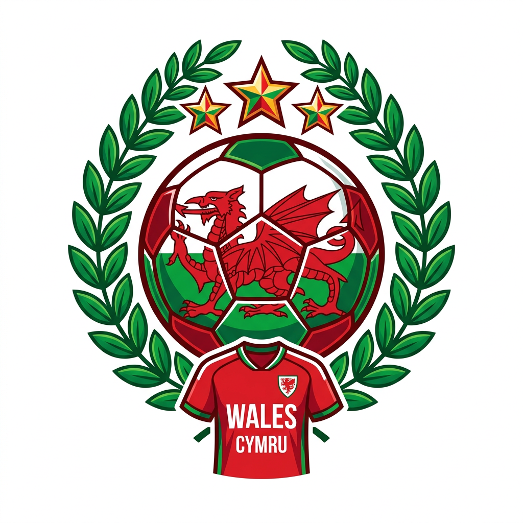 Wales Fodbold Emblem Toppers Drinktoppers 6 stk Ø8 cm