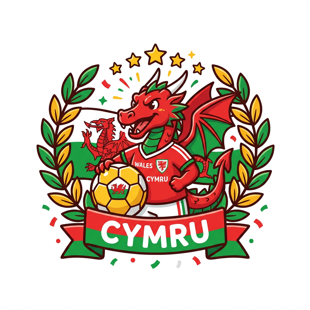 Wales Drage Fodbold Toppers Drinktoppers 6 stk Ø8 cm