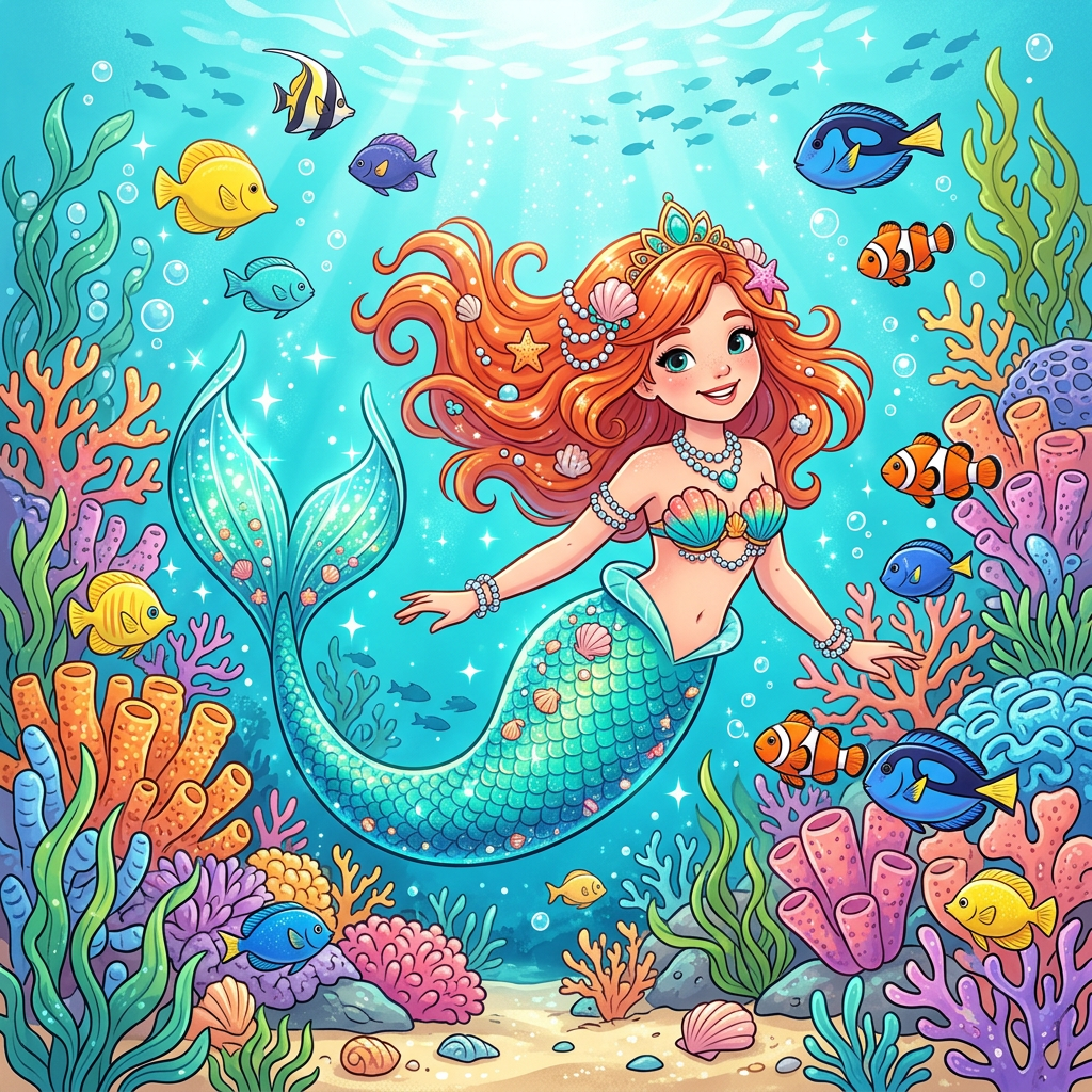 Festlig Ariel havfrue Toppers Drinktoppers 6 stk Ø8 cm