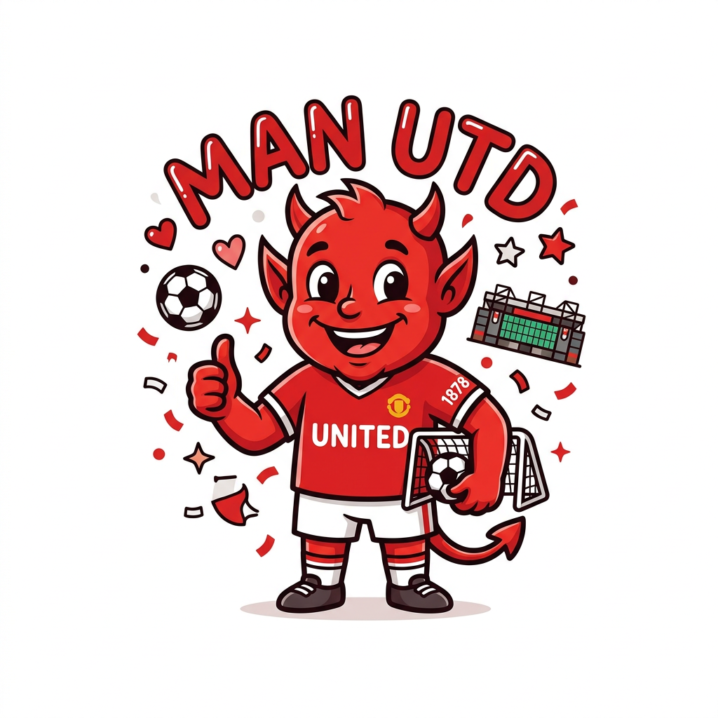 Rød Djævel United Toppers Drinktoppers 6 stk Ø8 cm