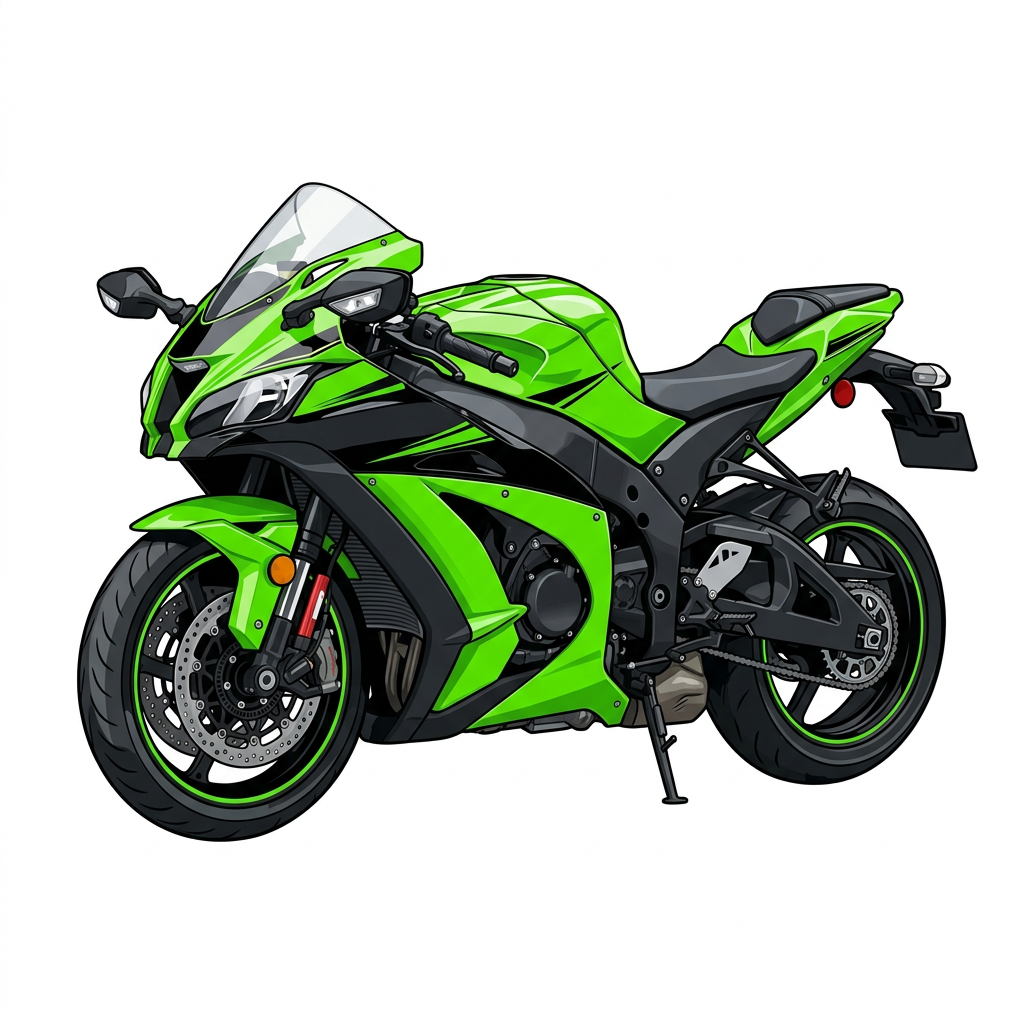 Grøn Kawasaki racer Toppers Drinktoppers 6 stk Ø8 cm