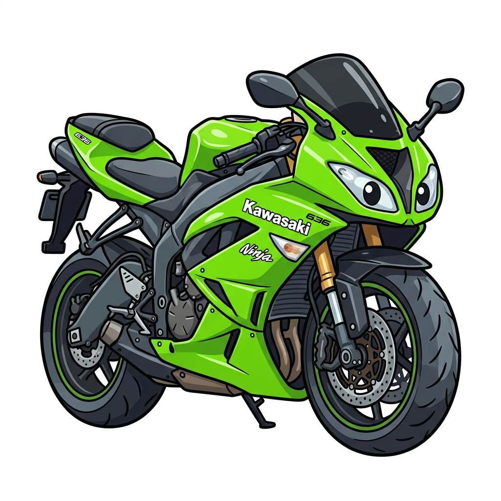 Grøn Ninja Motorcykel Toppers Drinktoppers 6 stk Ø8 cm
