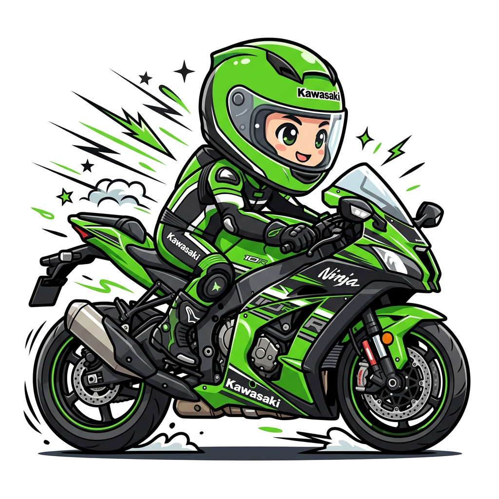 Kawasaki Ninja Kører Toppers Drinktoppers 6 stk Ø8 cm