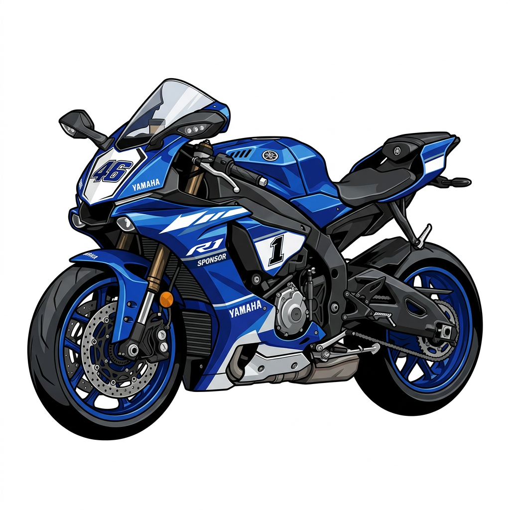 Blå Yamaha R1 Toppers Drinktoppers 6 stk Ø8 cm
