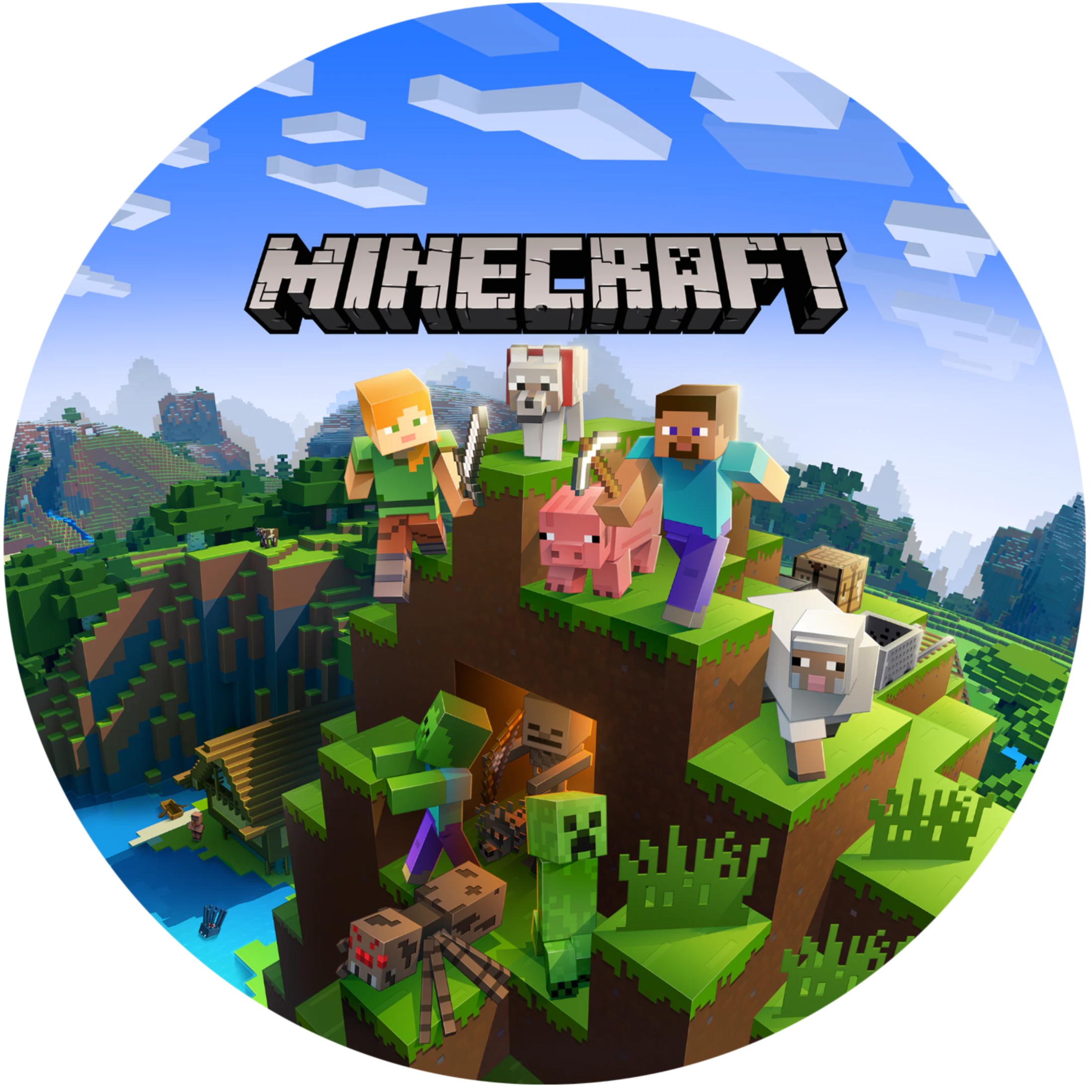 Minecraft figurer landskab Toppers Drinktoppers 6 stk Ø8 cm