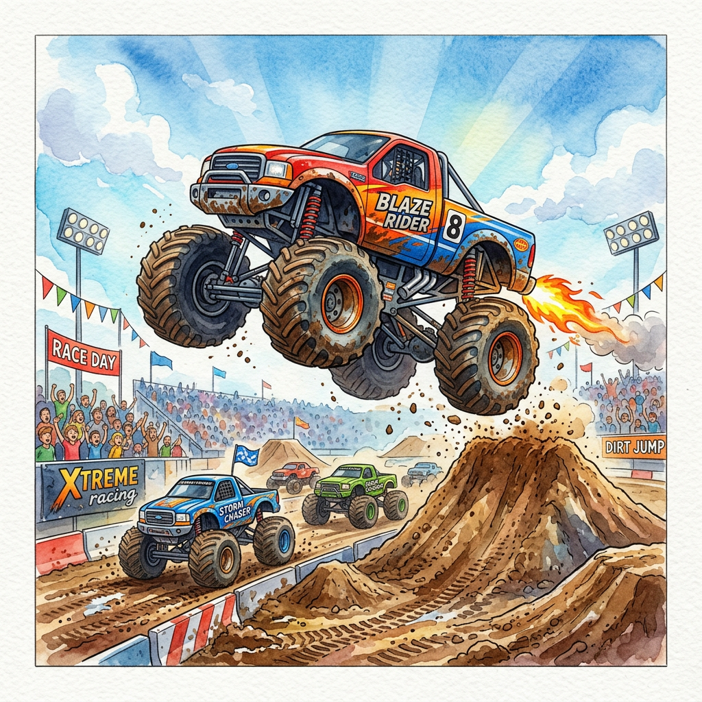 Monster Truck Hop 2 Toppers Drinktoppers 6 stk Ø8 cm