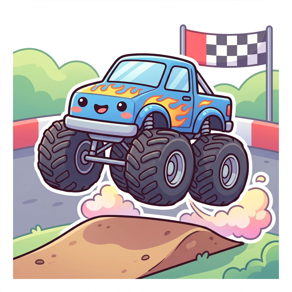 Glad monster truck hop Toppers Drinktoppers 6 stk Ø8 cm