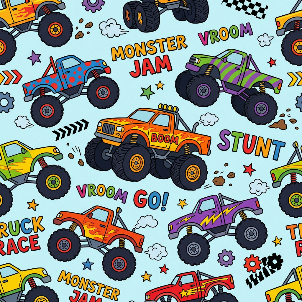 Flammende Monster Truck 2 Toppers Drinktoppers 6 stk Ø8 cm