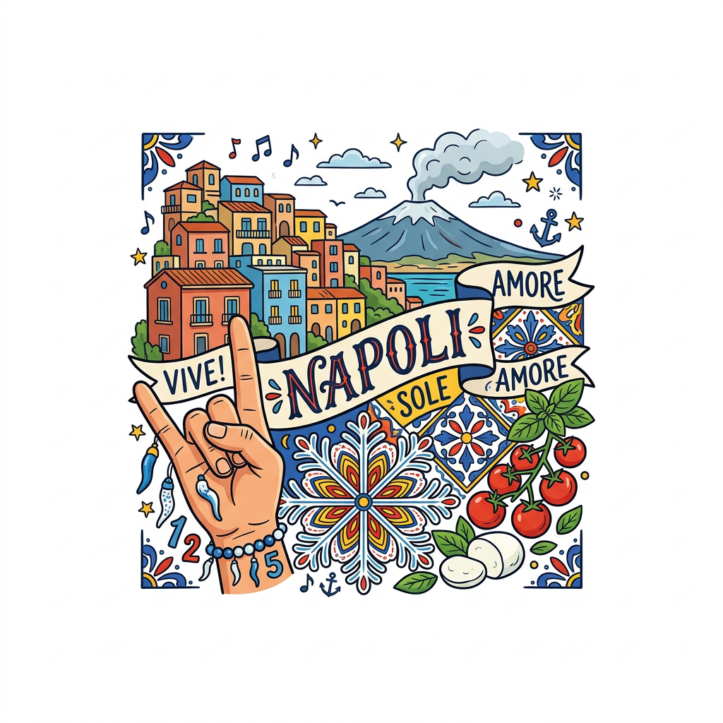 Napoli Byk collage Toppers Drinktoppers 6 stk Ø8 cm