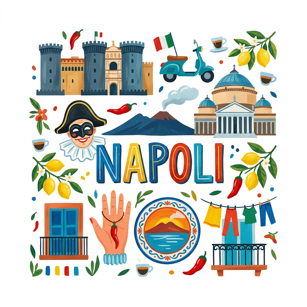Napoli Rejsedrømme Illustration Toppers Drinktoppers 6 stk Ø8 cm