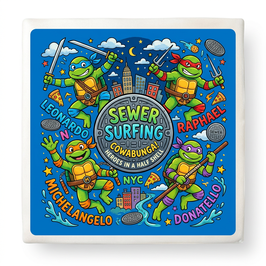 Ninja Skildpadde Pizzafest Toppers Drinktoppers 6 stk Ø8 cm