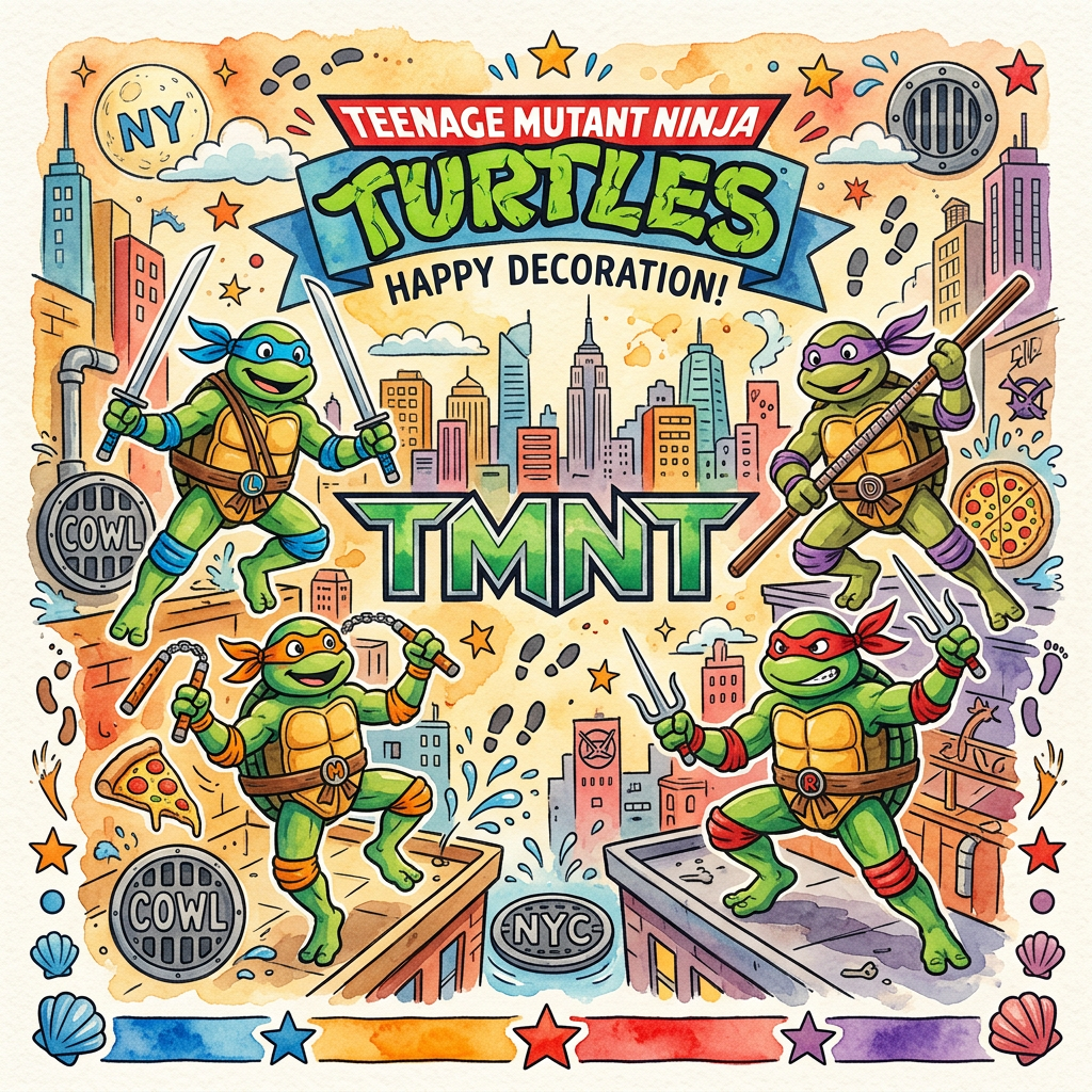 Ninja Pizza Fest Toppers Drinktoppers 6 stk Ø8 cm
