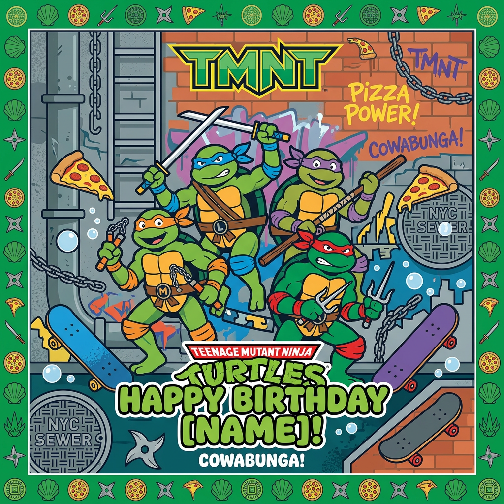 Turtles Pizza Power Toppers Drinktoppers 6 stk Ø8 cm