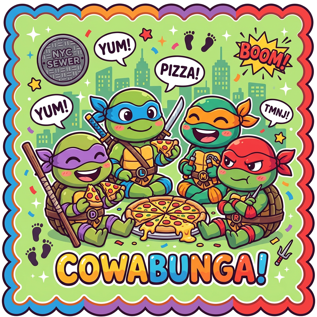 Cowabunga pizza-legion Toppers Drinktoppers 6 stk Ø8 cm