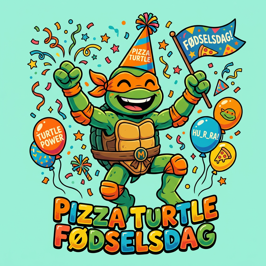 Pizza Turtle Fødselsdag Toppers Drinktoppers 6 stk Ø8 cm