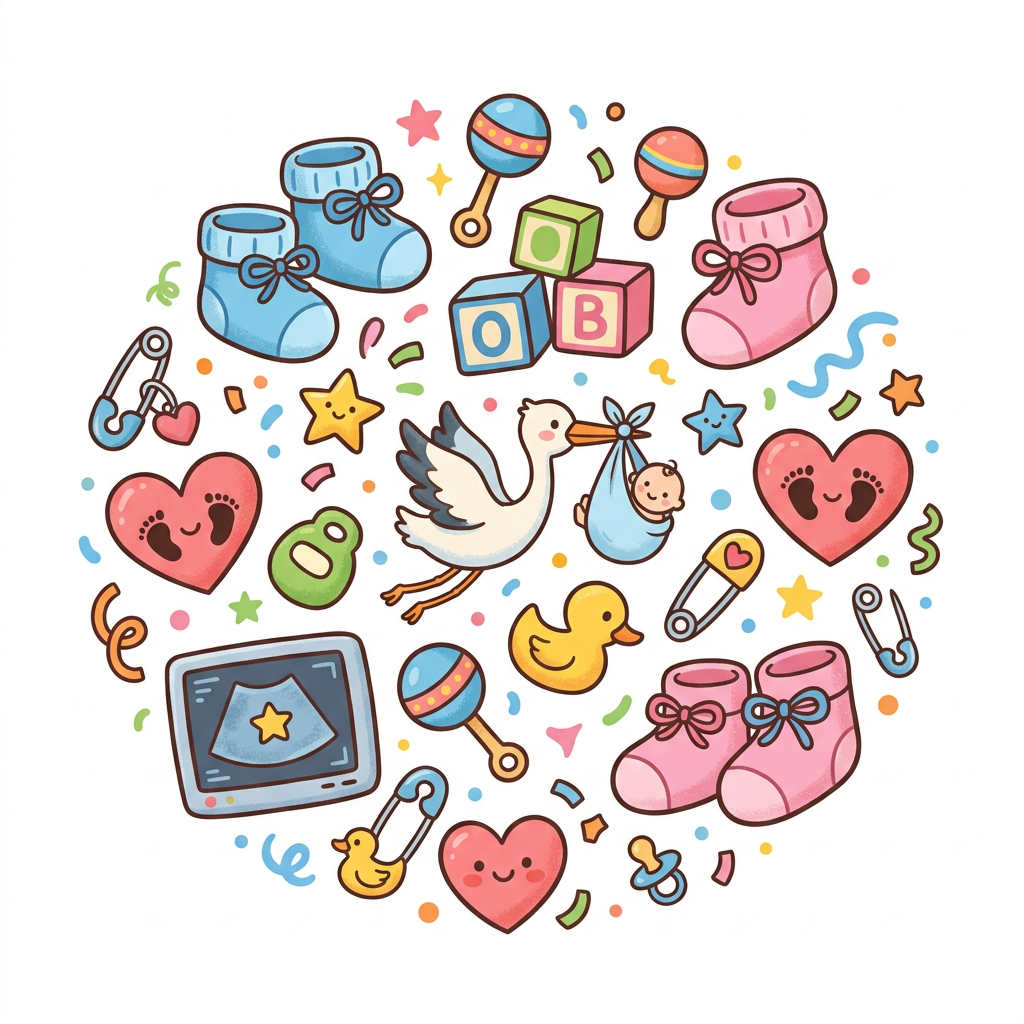 Baby shower kaos Toppers Drinktoppers 6 stk Ø8 cm