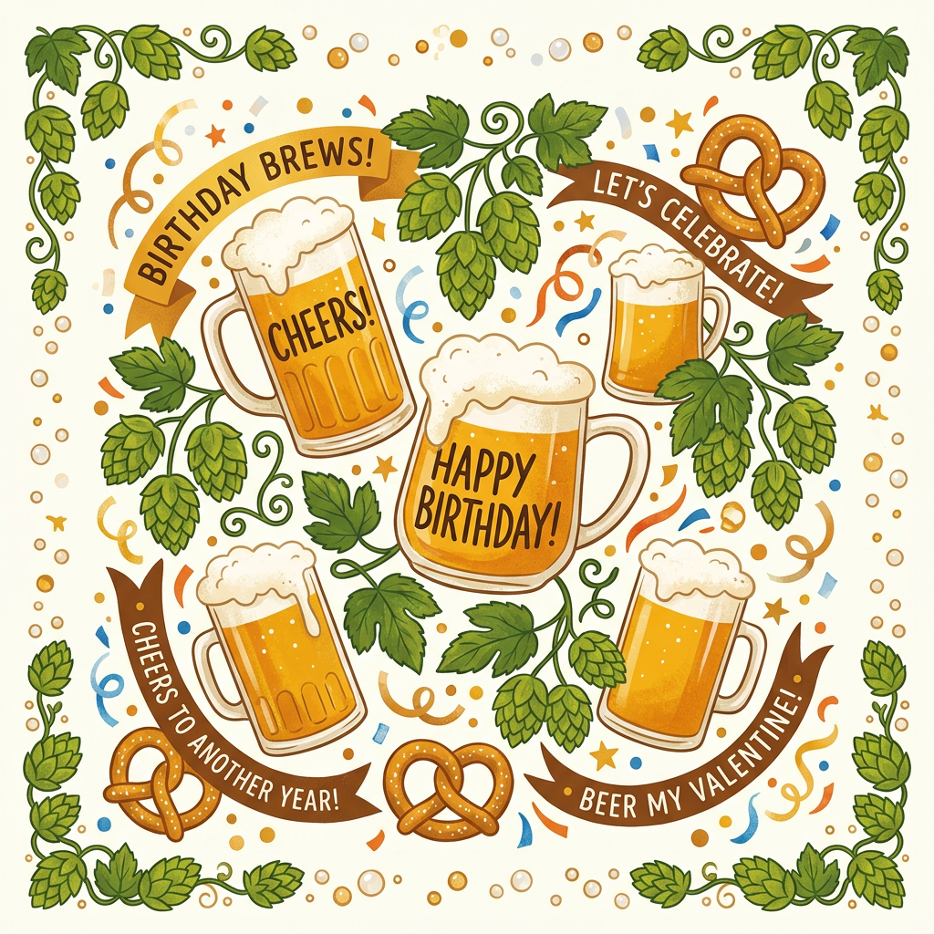 Ølkrus humle confetti Toppers Drinktoppers 6 stk Ø8 cm