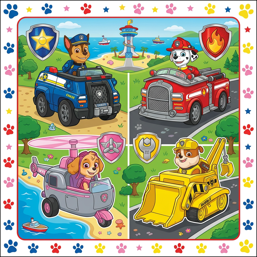 Paw Patrol Patrulje Eventyr Toppers Drinktoppers 6 stk Ø8 cm