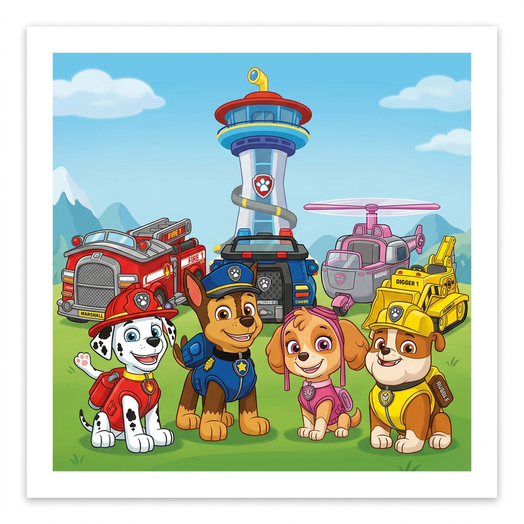 Paw Patrol Tårn Venner Toppers Drinktoppers 6 stk Ø8 cm